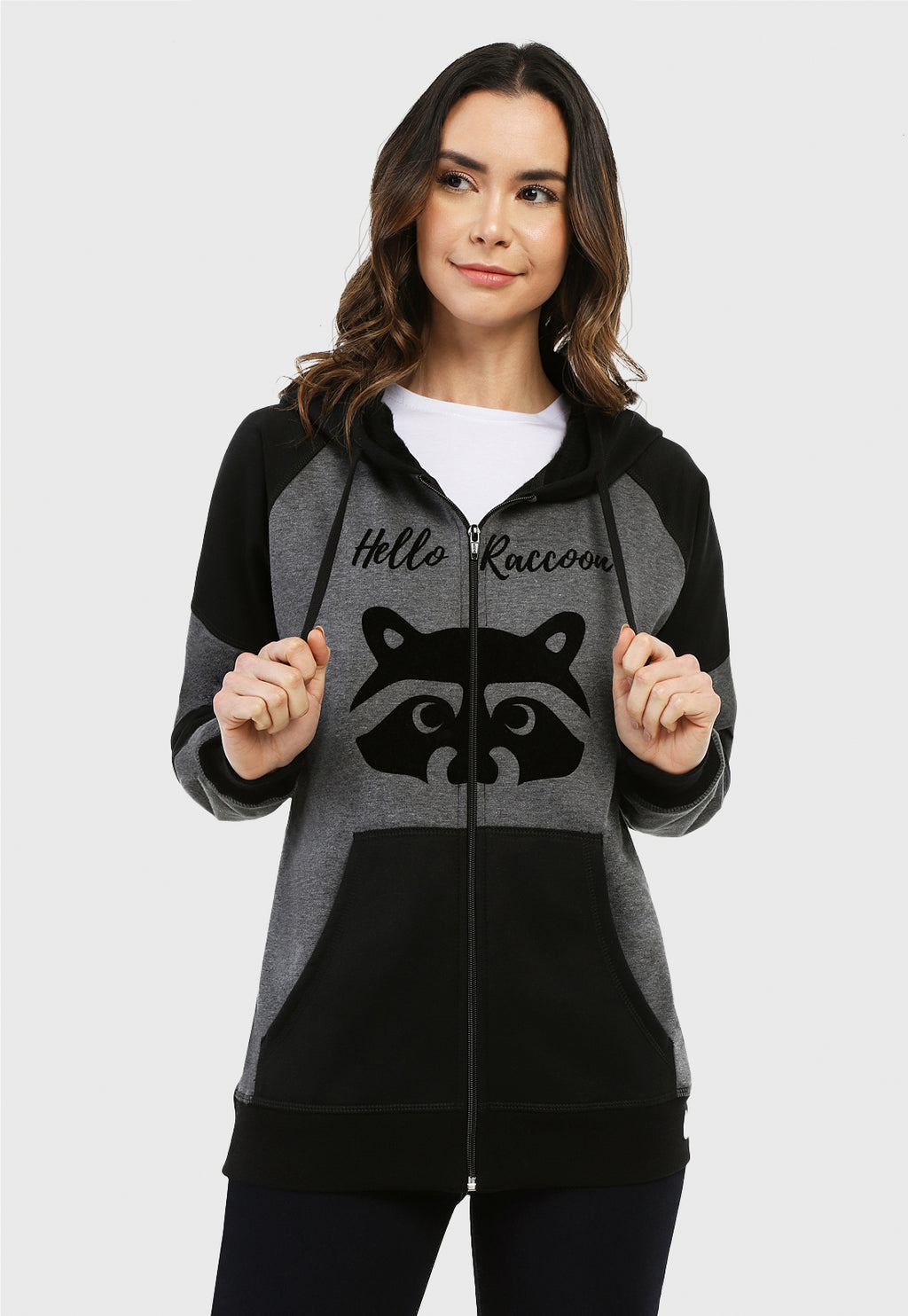 Chaqueta Hoodie para Mujer | Gris y Negra | Mapache