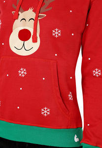 Buzo Hoodie para Niñas | Rojo | Colección Navidad Rudolph