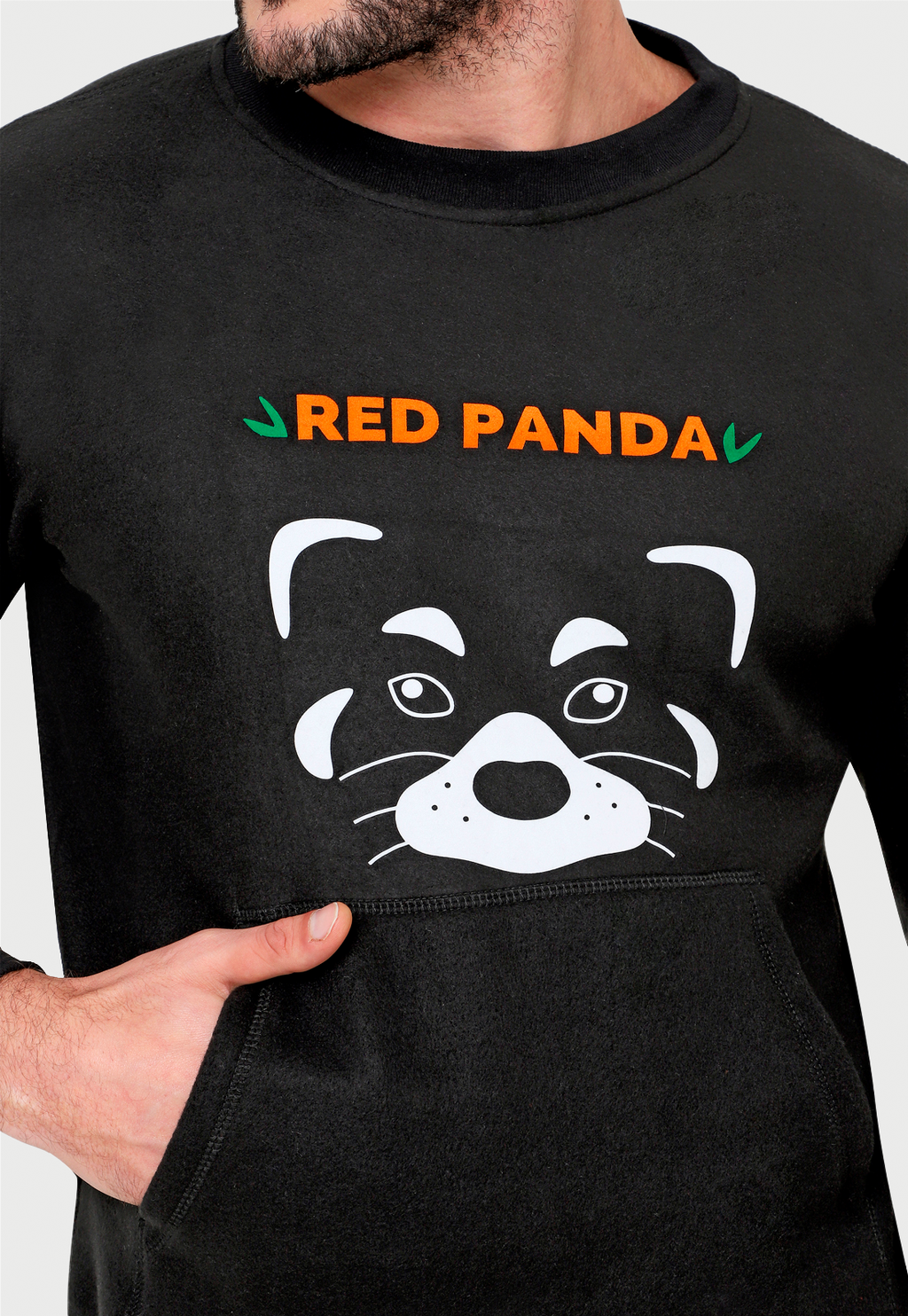 Pijama Termica Hombre Negra | Panda Rojo |Fleece |Dulceabrigo |