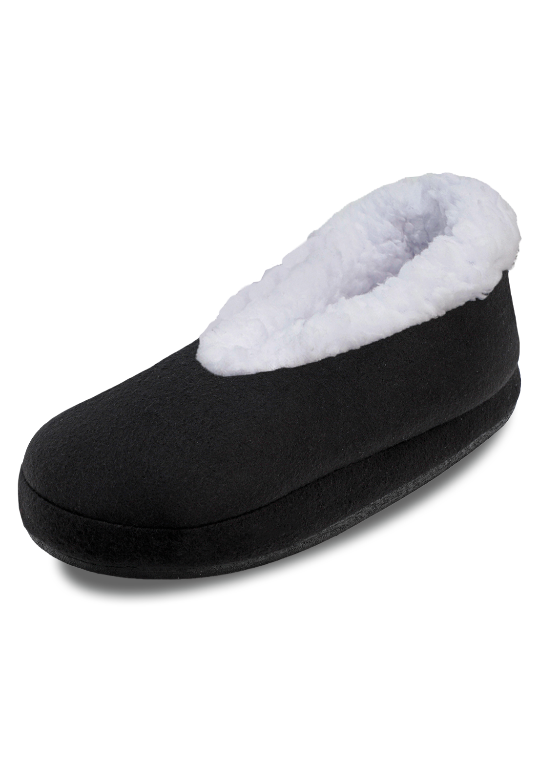 pantufla negra punta redonda cerradas con peluche al interior