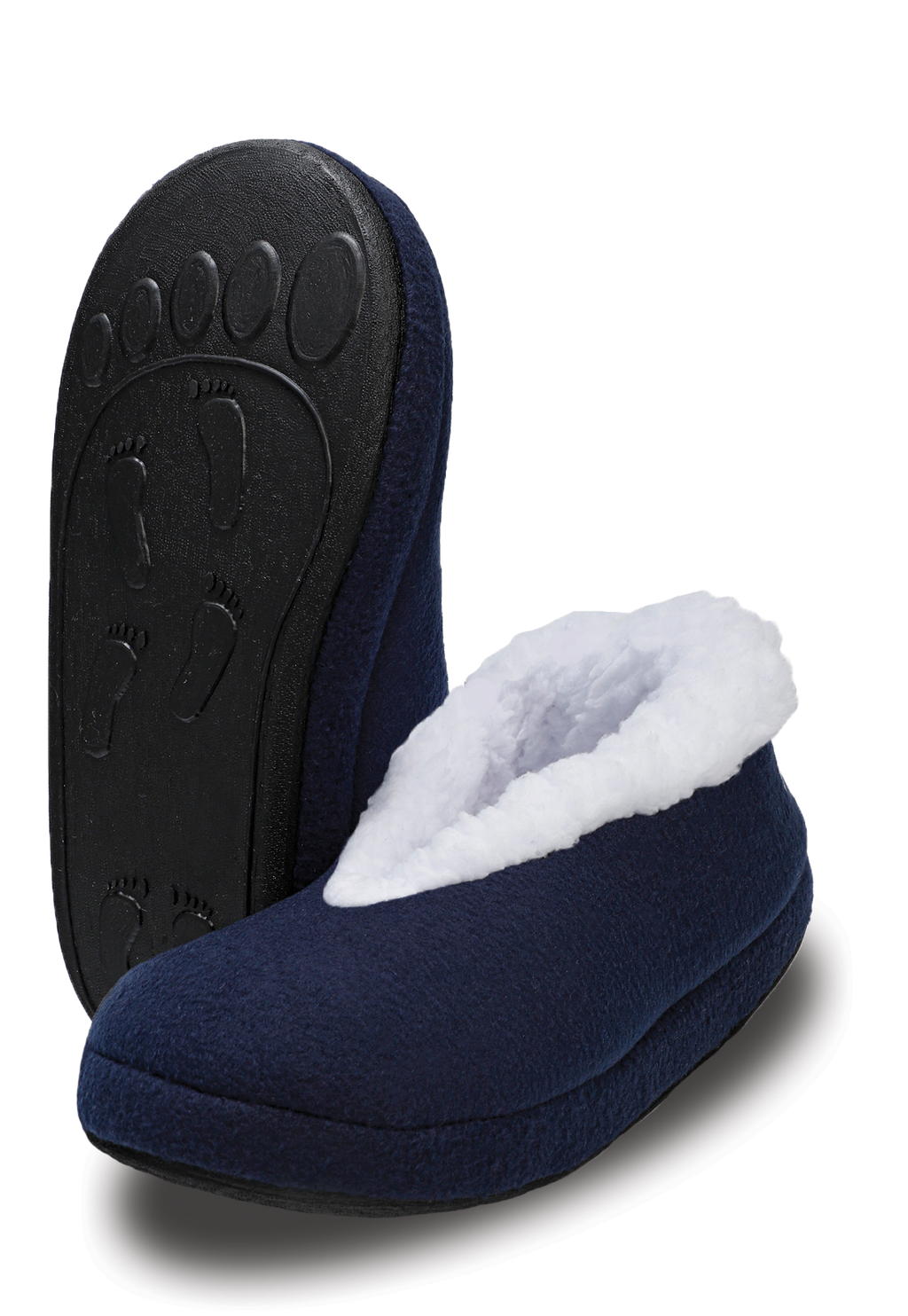 vita diagonal de pantuflas azules con peluche y suela de caucho