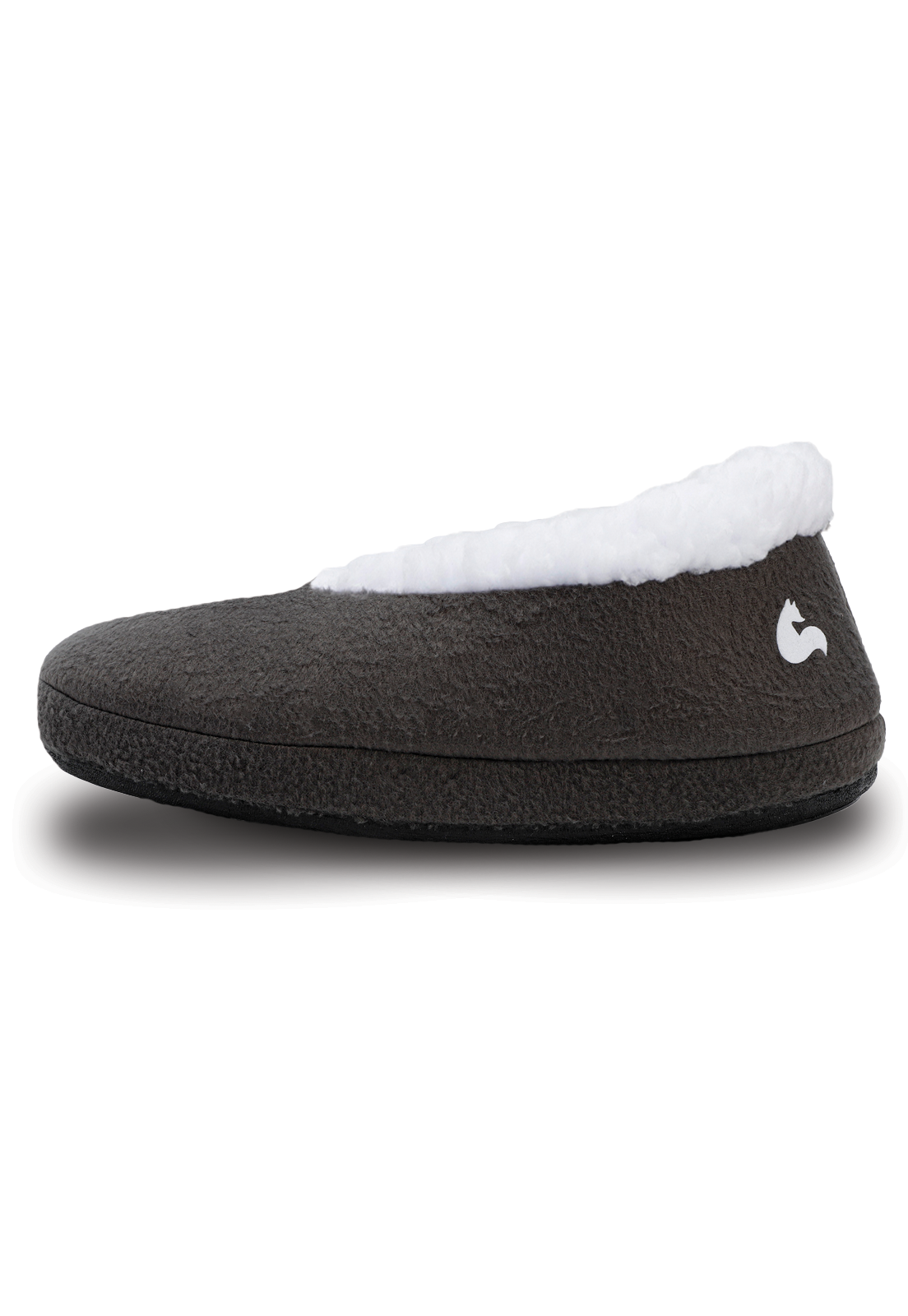 vista de costado de las lindas pantuflas cerradas grises de arctic fox
