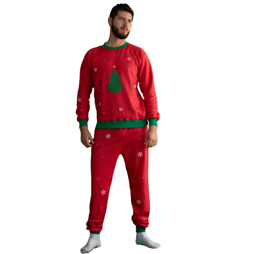 Pijama Hombre Navidad roja con un Arbol  de Navidad