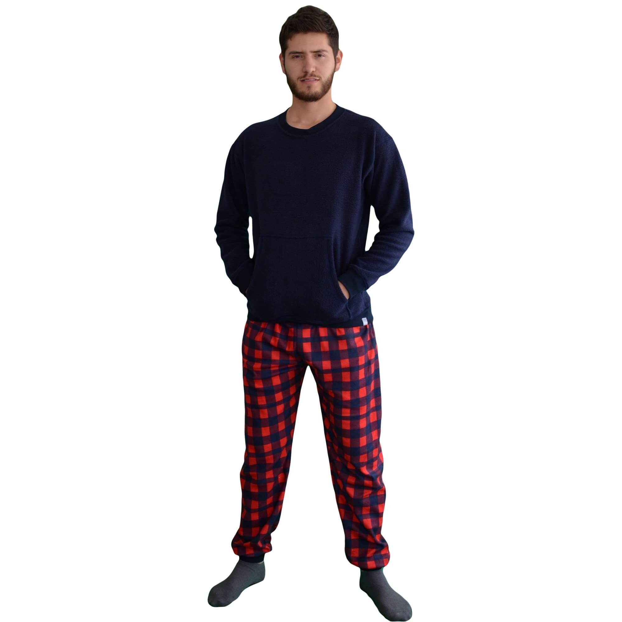 Pijama para Hombre Azul Roja, Leñador, En Fleece y Dulce Abrigo