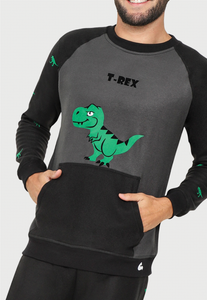 Pijama para Hombre Negra | Dinosaurio T- Rex | En Fleece | 20% Off