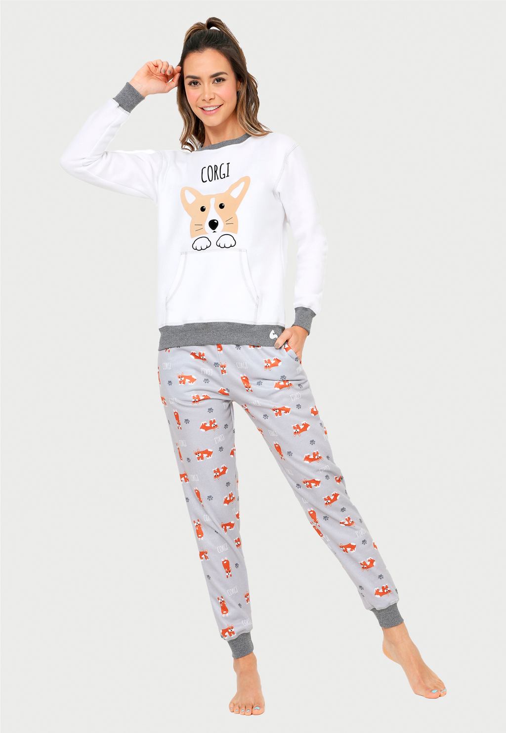 Pijama para Mujer | Corgi | en Fleece y Dulce Abrigo