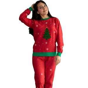 pijama roja navideña de arbolito