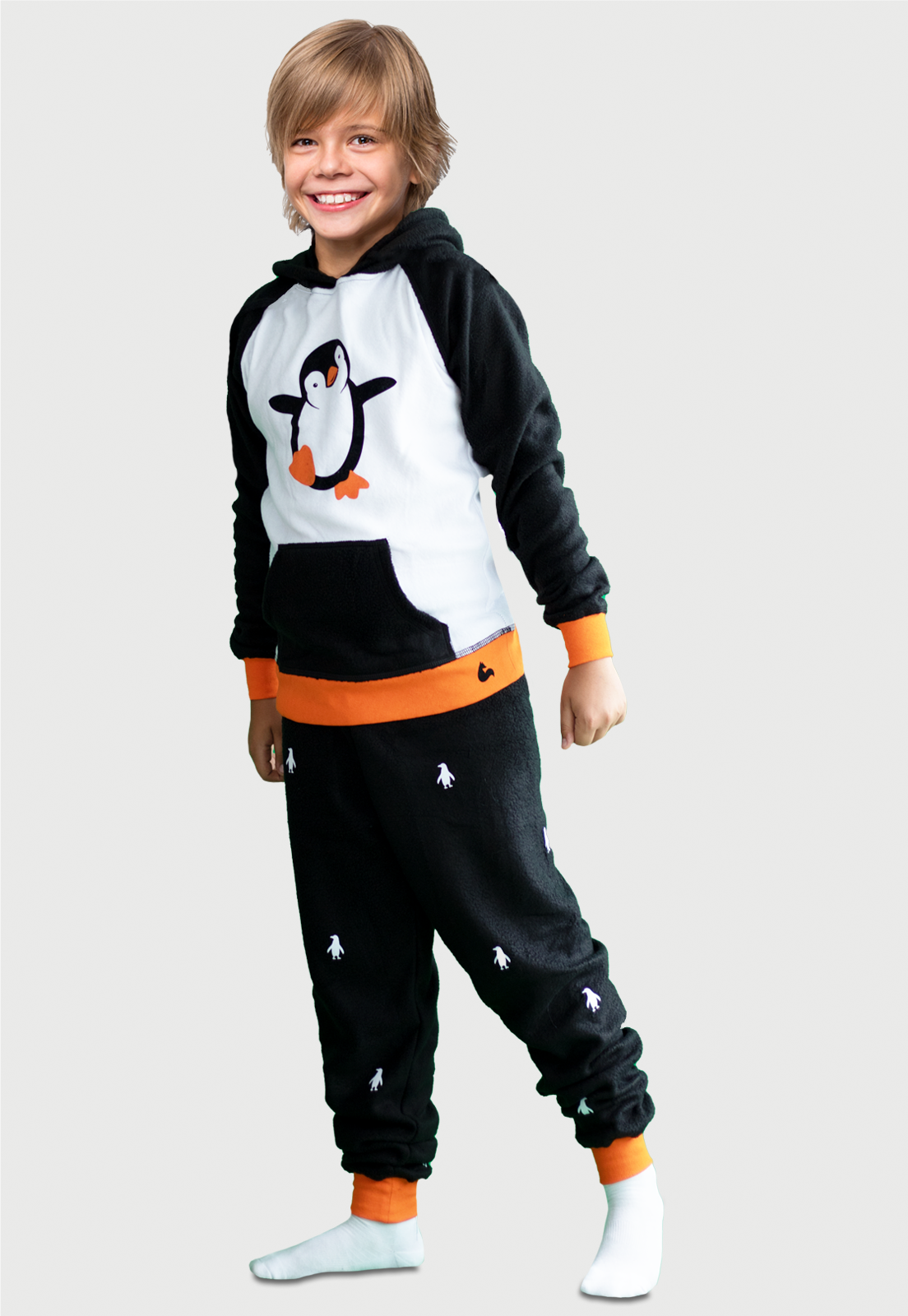 Pijama para Niños Negra | Pingüino | En Fleece