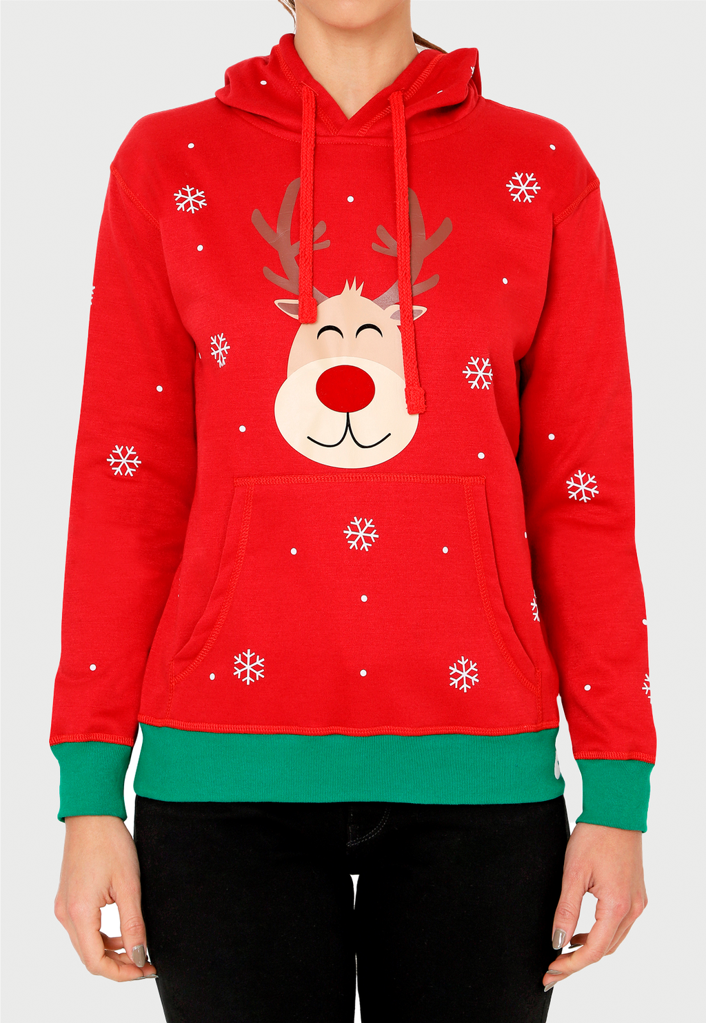 Buzo Hoodie para Mujer | Rojo | Colección Navidad Rudolph