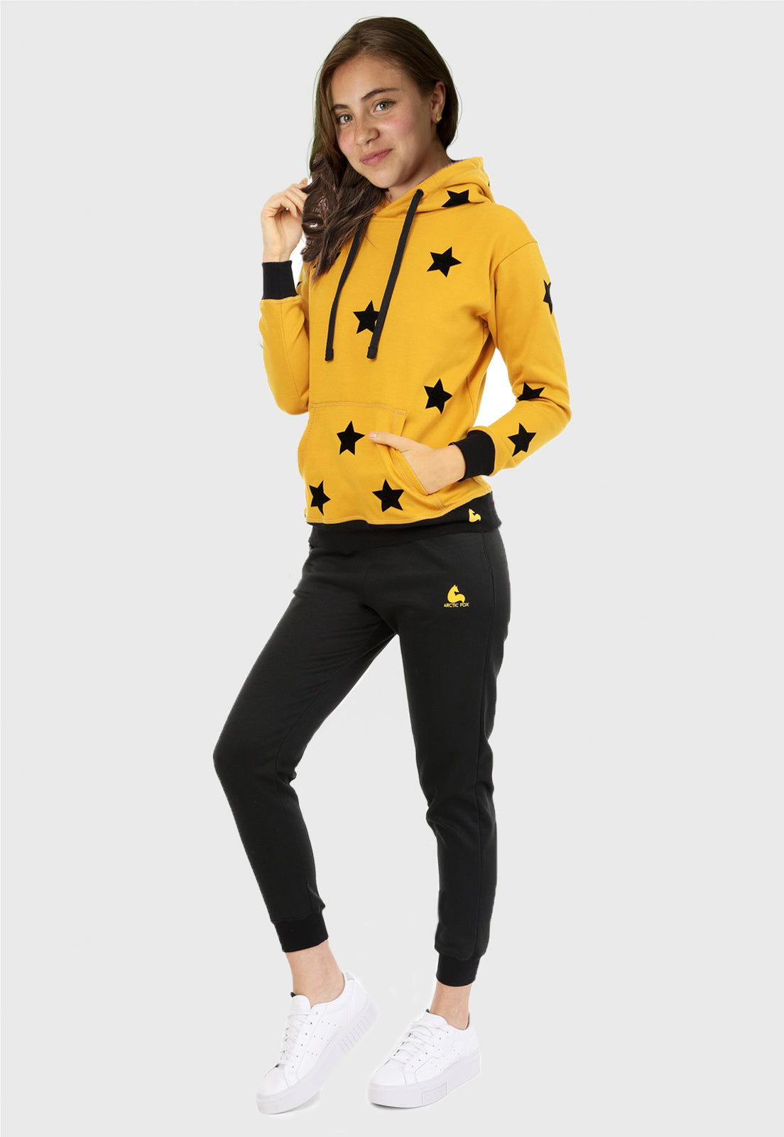 Conjunto de Sudadera para Niña | Buzo Hoodie Mostaza | Estrellas